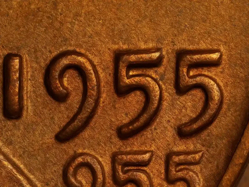 close-up of a 1955 Double Die Penny